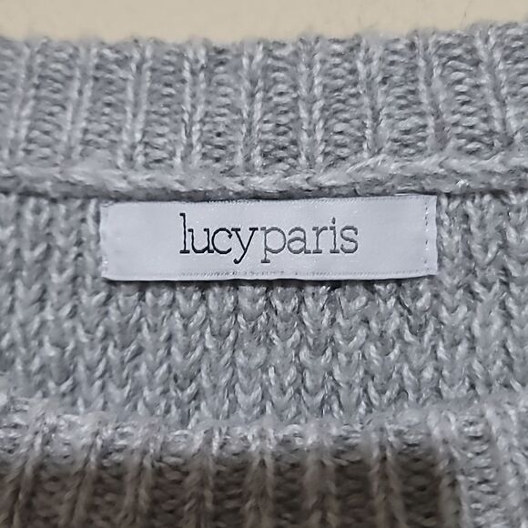 Lucy Paris Gray Frill Sweater Sz Small - Picture 8 of 9